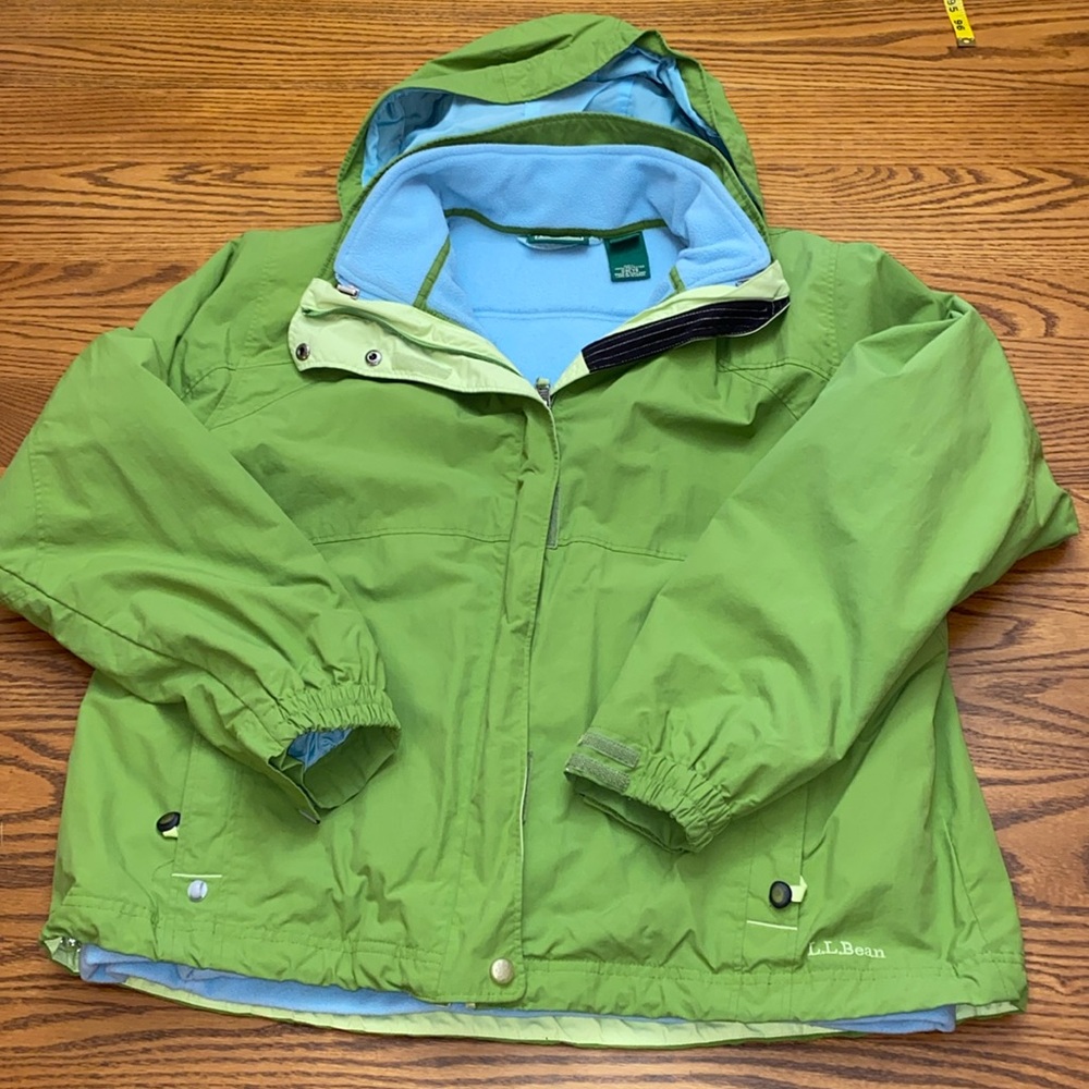 LL Bean 3 in 1 Winter Parka Jacket Fleece - Apple Green & Sky Blue - Women's XL